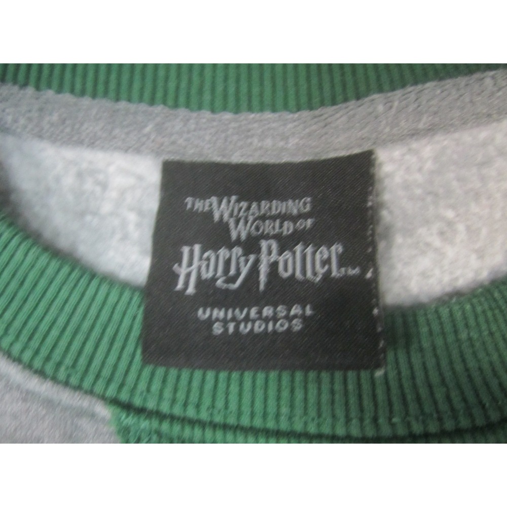 Harry Potter Adult Medium Gray Green Sweatshirt House of Slytherin Raglan Long S - Picture 4 of 9